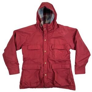 VTG LL Bean Baxter State Parka Red Womens L Wool Blanket Lined Jacket Chore Coat